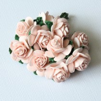 Papierové kvety - open roses ružové 10ks (2cm)