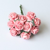 Papierové kvety - open roses pink 10ks (2cm)