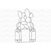 Gumená pečiatka - Rabbits on luggage