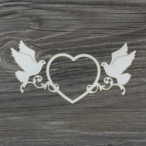 Lepenkový výrez - srdce s holubmi