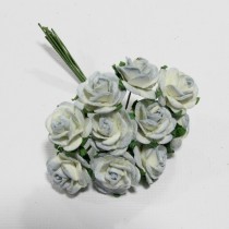 Papierové kvety - open roses antique blue (10ks, 1,5cm)