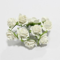 Papierové kvety - open roses biele (10ks, 2cm)
