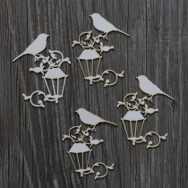 Lepenkový výrez - vtáčik s klietkou