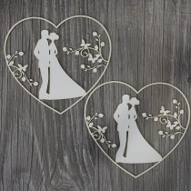 Lepenkový výrez - SUMMER WEDDING pár v srdci