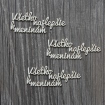 Lepenkový výrez - všetko najlepšie k meninám 3ks