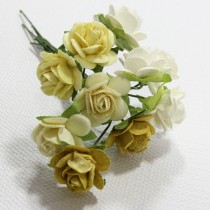 Papierové kvety - open roses žlté (10ks, 1,5cm)