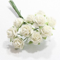 Papierové kvety - open roses biele (10ks, 1cm)