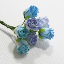 Papierové kvety - ružičky modré 8 ks