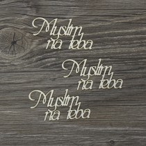 Lepenkový výrez - Myslím na teba 3ks