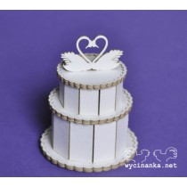 Lepenkový výrez - 3D torta s labuťami