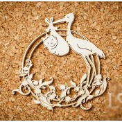 Lepenkový výrerz - rámik s bocianom - dievča