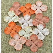 Papierové kvety - oranžové hortenzie  2,5 cm