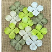Papierové kvety - zelené hortenzie  2,5 cm