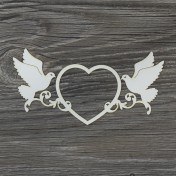 Lepenkový výrez - srdce s holubmi