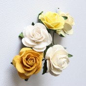 Papierové kvety - prírodné ruže 2,5 cm (5ks)