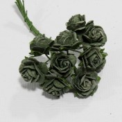 Papierové kvety - open roses olive  (10ks,  1,5cm)