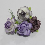 Papierové kvety - cottage roses lilac 2,5 cm 4ks