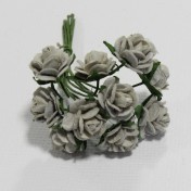 Papierové kvety - open roses grey (10ks, 1,0cm)