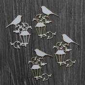 Lepenkový výrez - vtáčik s klietkou