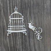 Lepenkový výrez - klietka s vtákom
