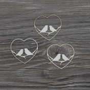 Lepenkový výrez - srdiečka s vtáčikmi