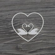 Lepenkový výrez -  labute v srdci