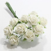 Papierové kvety - open roses biele (10ks, 1cm)