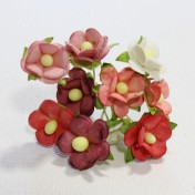 Papierové kvety - sweethearts 10ks červeno/biele
