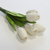 Papierové kvety - biele tupipány 5ks