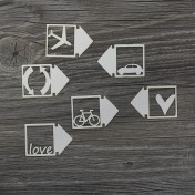 Lepenkový výrez - šípky s piktogrammi