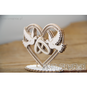 Lepenkový výrez - 3D srdce s holubicami