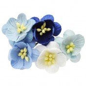 Papierové kvety - cherry modré 5ks